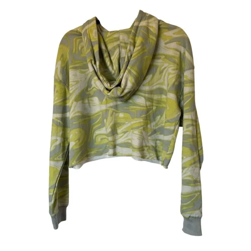 Wild Fable Women's Cropped Hoodie Green Swirl Geometric Size M - Picture 2 of 10